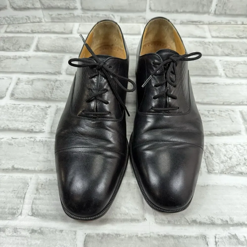 Massimo Emporio Men's Size 9 Black Leather Cap Toe Oxfords Lace Up Dress Shoes